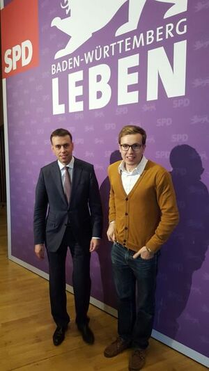 Von links: Nils Schmid (stellv. Ministerpräsident sowie Wirtschafts- und Finanzminister) mit Christian Holzer